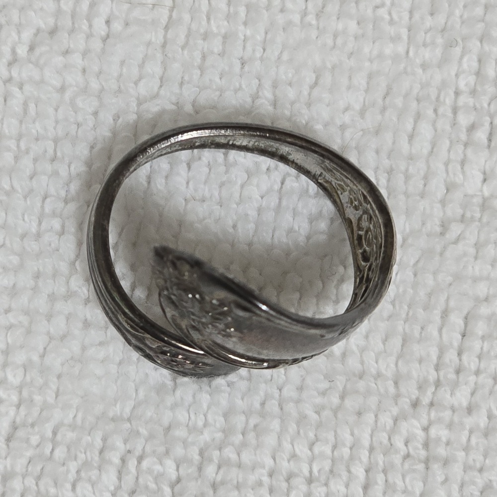 Vintage 1970s Wm A Rogers Oneida Spoon Ring Silverplate Size 6 Rose - Picture 5 of 15